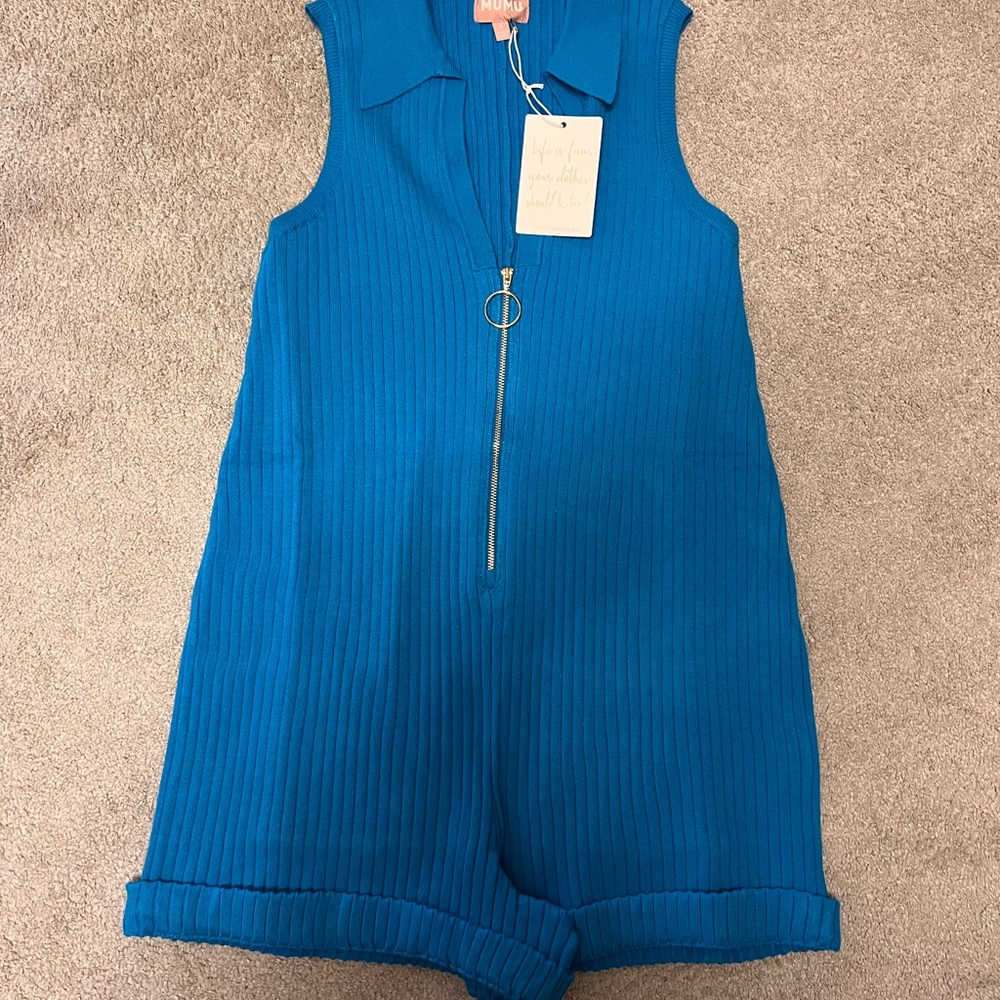 Show Me Your MuMu Blue Sleeveless Romper